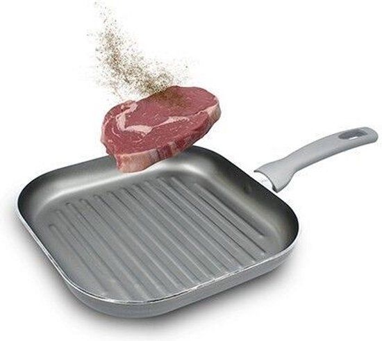 Home Geribbelde Grillpan Ø 20 cm - Grijs - Vierkant - Aluminium - PFAS-vrij