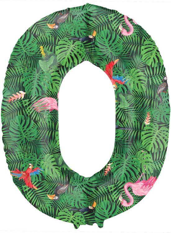 Folat Folieballon Cijfer 0 Jungle Vibe - 86 cm