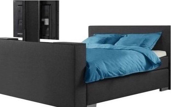BedNL Boxspring - Luxe DAM met Voetbord TV Lift Systeem - 120x220 - Antracite