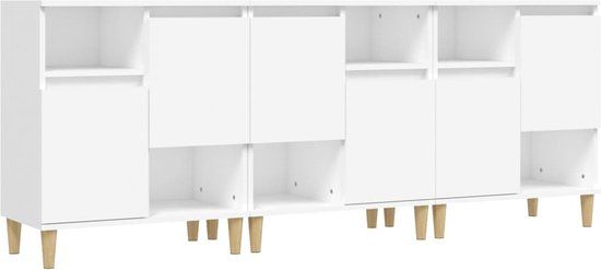 vidaXL Dressoirs 3 st 60x35x70 cm bewerkt hout wit