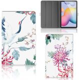 B2Ctelecom Samsung Galaxy Tab S6 Lite | S6 Lite (2022) Flip Case Bird Flowers