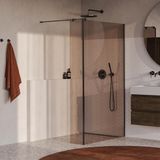 Brauer Oblivion - Inloopdouche - Brons Glas - 120 x 200 cm - met Zijwand 30 cm - incl. Glascoating - PVD Gunmetal Geborsteld