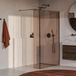 Brauer Oblivion - Inloopdouche - Brons Glas - 120 x 200 cm - met Zijwand 30 cm - incl. Glascoating - PVD Gunmetal Geborsteld