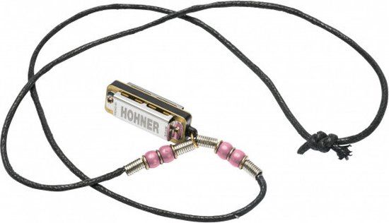 Mini-harp Hohner Mini Harmonica C met halsketting - roze