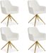 Homestyle4u Eetkamerstoelen - Set van 4 - Draaibaar - met armleuningen - Beige en Gouden - Bouclé