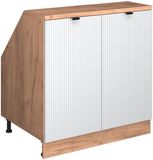Vicco R-Line Keukenkast voor schuine wand – 80 cm met 2 deuren, kastromp 60 cm diepte Witte golf