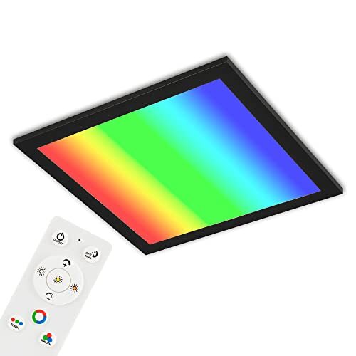 Briloner - Ultravlakke plafondlamp RGB, plafondlamp CCT, LED-paneel, instelbare kleurtemperatuur, kleurverandering, dimbaar, afstandsbediening, zwart
