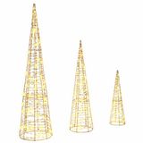 vidaXL Kerstboom 3 st 90 LED's Warmwit 20 x 20 x 80 cm PET