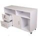 BAKAJI Wit meubelstuk voor printers, 3 planken, 2 laden met sleutel, hout, standaard