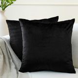 Encasa Homes VELVET Cushion Covers 2pc Set (40 x 40 cm) - Zwart