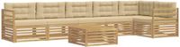 vidaXL - Hoek loungeset - 6 zitplekken - Polyester - Wit en Beige