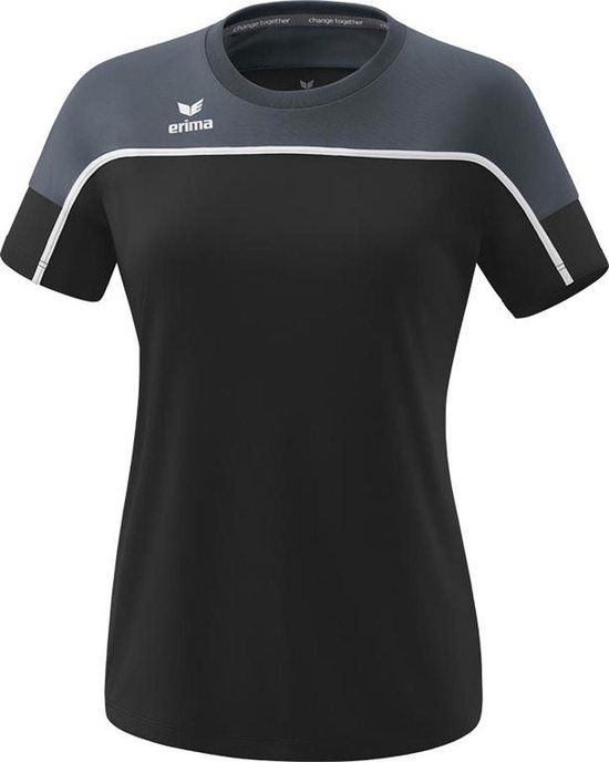 Erima Change T-Shirt Dames - Zwart / Slate Grey / Wit - Maat 40