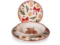 H&H 18-delige kerstservies set van steengoed - Teddybeerknuffels
