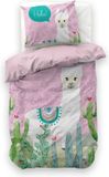 Sleeptime Hola Lama Dekbedovertrek - Eenpersoons - 140x200/220 cm - Zwart