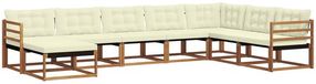 vidaXL - Bank loungeset - 8 zitplaatsen - Massief Acacia Hout - Natuurlijk en Crème