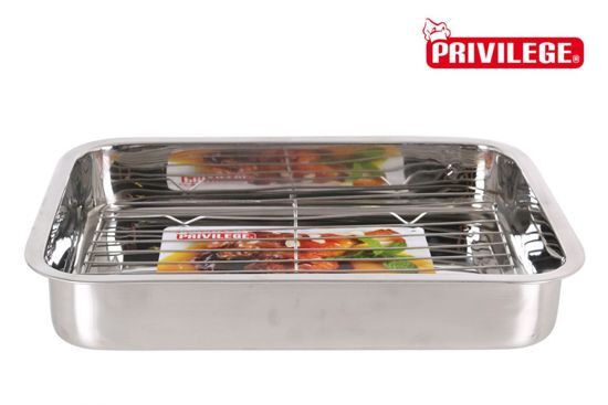 Privilege RVS oven schaal ( braadsleede ) incl. rooster 42x31 cm