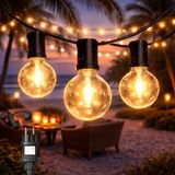 M mimotec Lichtsnoer voor buiten, elektrische kabel, 7,5 m, 15 lampen, warm licht, 2700 K, IP44, waterdicht, decoratie voor terras, ingang, binnenplaats en tuin