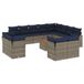 vidaXL 13-delige Loungeset met Kussens Poly Rattan Grijs