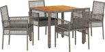 Table de jardin 5 pièces gris polyrattan