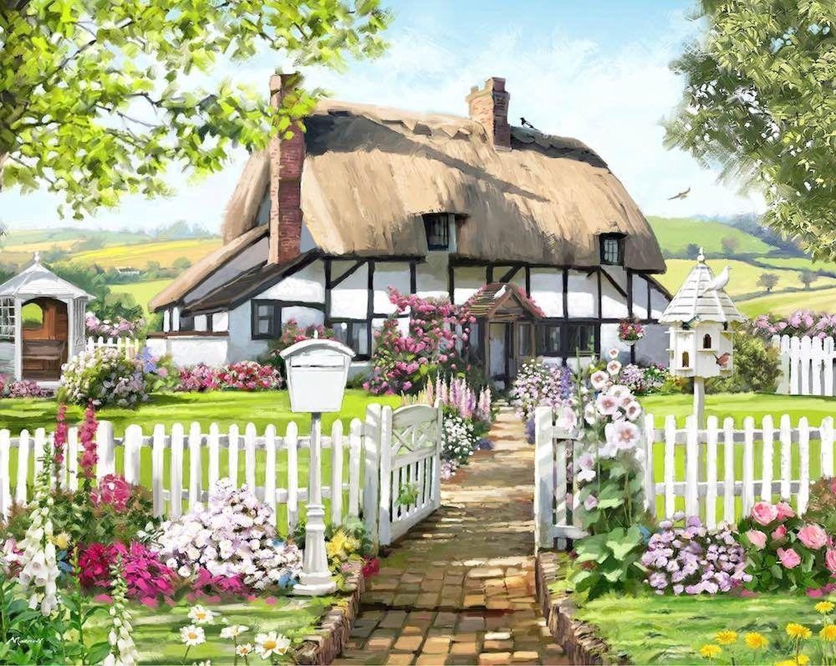 Crystal Art Kit Diamond Painting Rose Cottage 40x50 cm, Full Painting