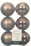 Decoris Boules de Noël - 12x pc - brun noyer - D8 cm - plastique - mat/brillant