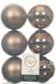 Decoris Kerstballen - 12x st - walnoot bruin - D8 cm - kunststof - mat/glans