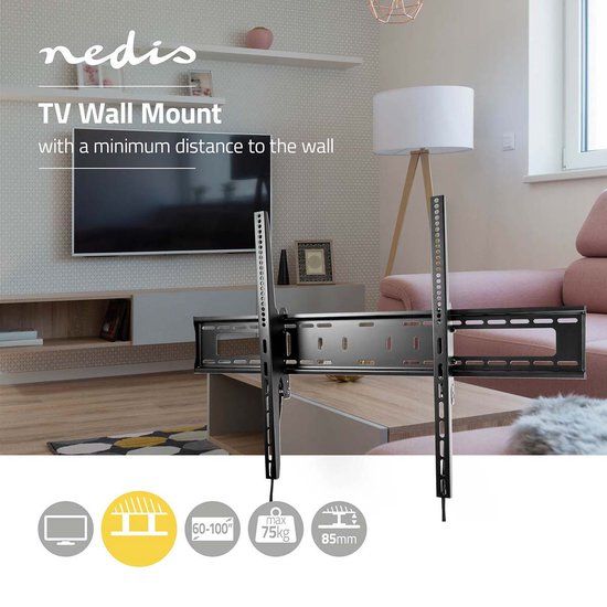 Nedis Kantelbare TV Muurbeugel - 60-100 inch - Zwart