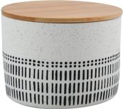 Spirella Boîte de rangement de salle de bain – Boîte en coton en polyrésine et bambou – Organiseur de salle de bain pour cotons-tiges – Noir et blanc