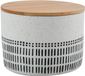 Spirella Boîte de rangement de salle de bain – Boîte en coton en polyrésine et bambou – Organiseur de salle de bain pour cotons-tiges – Noir et blanc