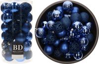 Bellatio Decorations Kerstballen - 74 stuks - Kobalt blauw - 6 cm diameter - Kunststof - Onbreekbaar