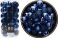 Bellatio Decorations Boules de Noël - 74 pièces - Bleu cobalt - 6 cm de diamètre - Plastique - Incassable