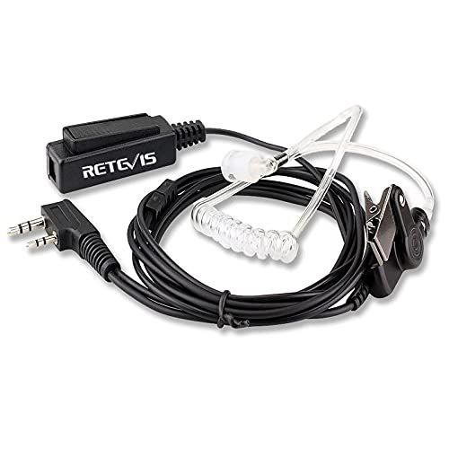 Retevis 2-pins Portofoon Headset Compatibel met RT24 RT27 RT22 RT28 BF-88E BF-888S Kenwood TK-3401D TYT Walkie-talkies Koptelefoon Beveiliging Oortelefoon Geluidsbuis-headset (1 St.)