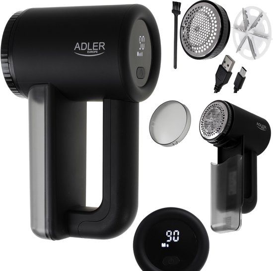 Adler Kledingontpluizer - Kleding scheerapparaat - LCD-display - 3 snelheden - Zwart - AD 9617