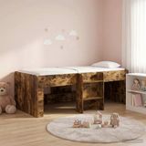 vidaXL Kinderhoogslaper Gerookt eiken 90 x 190 cm Bewerkt hout