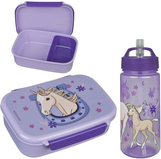 4KidsOnly Undercover Magic Horse Lunchset - Lunchbox - Drinkfles - Paars