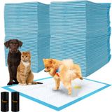 Purlov Hygiënische Onderleggers 60x90cm + Poepzakjes - 100 Stuks - Wit/Blauw