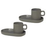 blomus Tasse à expresso avec soucoupe Pilar lot de 2 Pewter