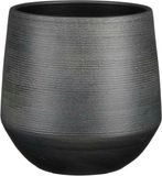 Mica Decorations Plantenpot/bloempot - terracotta - zwart - relief patroon - D24 x H23