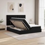 vidaXL LED-opbergbed met matras Zwart 200 x 200 cm Fluweel