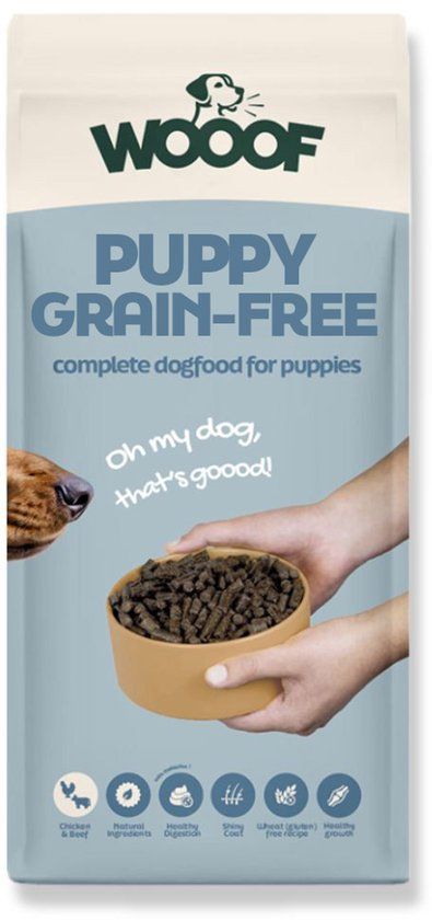 WOOOF Puppy brokken Graanvrij 10kg - Puppy voer - Geperst hondenvoer - Gevoelige honden en allergie - 10kg