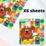 Hey Duggee Cadeaupapier, 6 vellen, 6 etiketten, 70 x 50 cm, officieel product