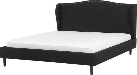 Beliani COLMAR - Bed - Zwart - 180x200 cm - Stof - Lattenbodem