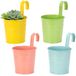 Cozary Set van 4 hangende bloempotten van metaal, met afvoergat en afneembare haak, decoratieve wandemmer, voor huisdecoratie, tuin, hek, balkon