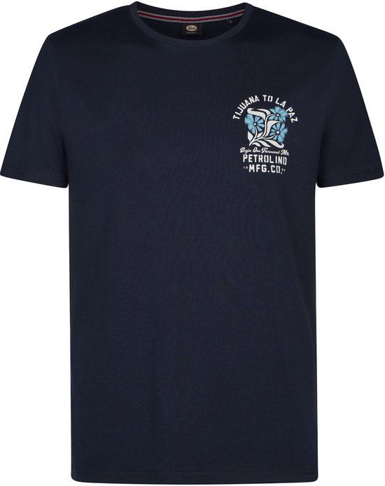 Petrol Industries Heren T-shirt met print Onix - Blauw - Maat L