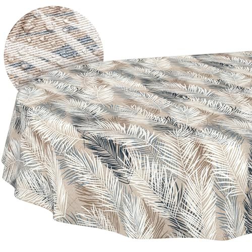 ANRO Tafelkleed Bladeren Grijs Ovaal 180x140cm