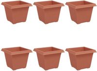 vidaXL Vierkante Bloempot Baksteenrood Kunststof 20 x 20 x 16 cm (6 stuks)