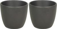 Floran 8x stuks bloempot mat antraciet grijs keramiek voor kamerplant h9.8 x d12 cm