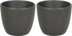 Floran 8x stuks bloempot mat antraciet grijs keramiek voor kamerplant h9.8 x d12 cm