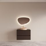Boss & Wessing BWS Riga Badmeubelset Bruin Eiken 80 cm Met Topplaat en Waskom Travertin