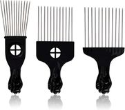 New Age Devi Afro Kam - Kapperskam - Styling Tool - Metaal - Zwart - 3 Stuks